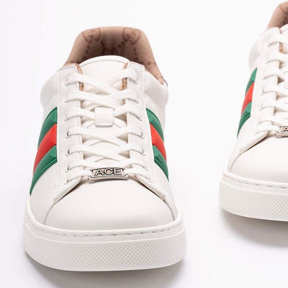 GUCCI Ace web stripe leather sneakers - Picture 3 of 6